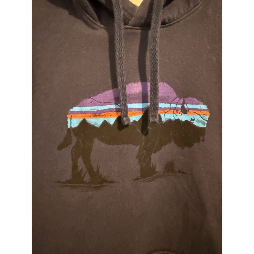 Patagonia Mens Fitz Roy Bison Uprisal Blue Fleece Hoodie Regular Fit Size S - Picture 9 of 9